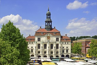 Europe, Germany, Lower Saxony, Hamburg metropolitan region, Lüneburg, weekly market market in front