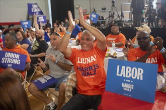 Detroit, Michigan, USA, 2 September 2024, Union members attended a Kamala Harris campaign rally on