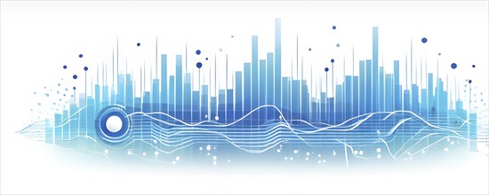 Illustration of abstract audio frequency sound wave lines, AI generated