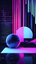 Minimalist illustration featuring abstract shapes in neon colors to convey fun and ease, AI