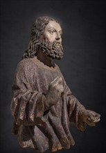 Figure of Jesus, on a dark background, around 1470, only the body of the palm donkey remains,