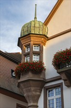 Baroque bay window on an old town house in the historic centre of Gengenbach, Ortenaukreis,