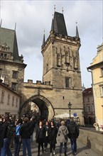 The bridge tower of the Charles Bridge on the Lesser Town, Prague, Czech Republic, Europe