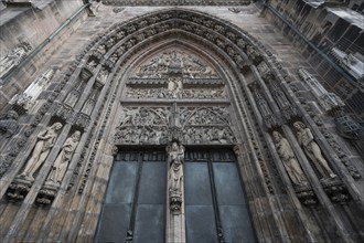 Entrance portal of the Gothic St Lorenz Church, Nuremberg, Middle Franconia, Bavaria, Germany,