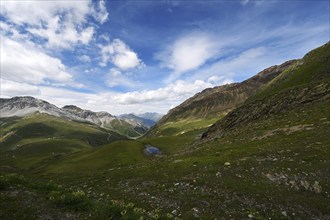 Panoramic view of mountains in summer, Stelvio pass, Stelvio National Park, Stelvio, South Tyrol,