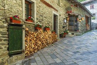 Road to border pass Great Sankt Bernhard (Col du Grand Saint-Bernard), mountain village of Bourg de