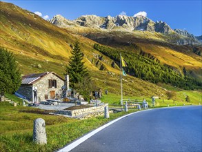 View of road James Bond Street to pass Furkapass, valley of Urserental, Kanton Uri, Swiss Alps,