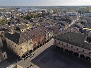 Busseto, Parma, Italy November 3rd 2024 Picturesque aerial perspective the town, a historic town in