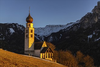 Evening atmosphere at St Valentin, Seis, South Tyrol, Italy, Europe