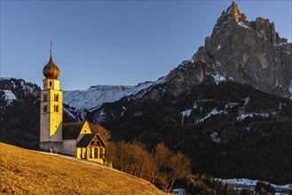 Evening atmosphere at St Valentin, Seis, South Tyrol, Italy, Europe