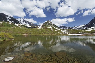 Beautiful summer landscape of Kamchatka Peninsula: view of Mountain Range Vachkazhets, mountain