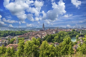 Aerial view of Bern from hill, Switzerland, Europe