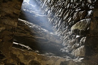 Light shines through the shaft at Hohentwiel Castle