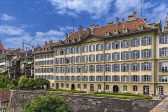 Historic homes on the Bank of the Aare river in Bern, Switzerland, Europe