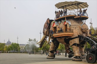 Tourist attraction The Great Elephant on the Ile de Nantes in the Loire, Nantes, Loire-Atlantique