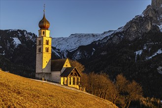 Evening atmosphere at St Valentin, Seis, South Tyrol, Italy, Europe