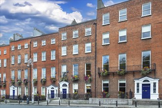 Street with typical houses in Dublin, Ireland, Europe