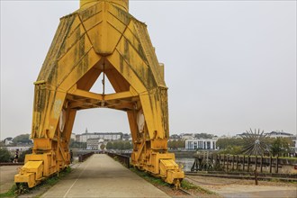 Yellow crane, former shipyard of the Chantiers d'Atlantique on the Ile de Nantes in the Loire,