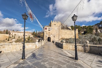 Toledo medieval bridge and cityscape, Spain, Europe