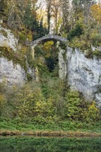 Built in 1895, the Devil's Bridge above the Danube, a striking sight in Inzigkofen Princely Park,