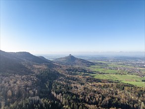 Aerial view of the eastern slope of the 956 metre high Raichberg with the Zeugenberg behind it and