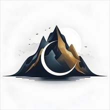 Minimalist illustration of an abstract mountain that cycles through day and night, symbolizing