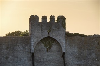 Old city wall, former Hanseatic city of Visby, UNESCO World Heritage Site, Gotland Island, Sweden,