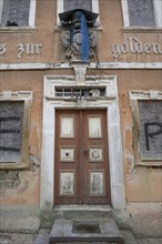 Coat of arms of the Schwarzenbergs, Franconian-Bohemian noble family above the entrance door, 1752,