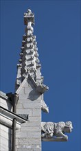 Mythological figures and monk as gargoyle, south chapel, medieval cathedral, Visby Cathedral, St