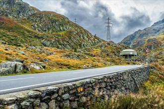 Road to border pass Great Sankt Bernhard (Col du Grand Saint-Bernard), valley Rhonetal, Region