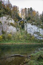 Built in 1895, the Devil's Bridge above the Danube, a striking sight in Inzigkofen Princely Park,