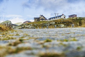 View of road Tremola to pass Gotthardpass, Valley Leventina, Kanton Tessin, Swiss Alps,