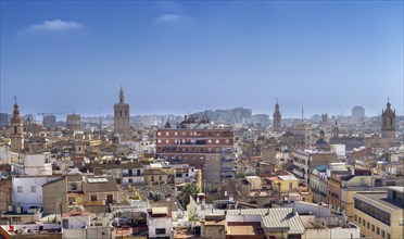 View of Valencia historical center from Quart Towers, Spain, Europe