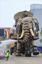 Tourist attraction The Great Elephant on the Ile de Nantes in the Loire, Nantes, Loire-Atlantique