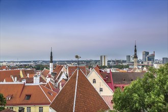 View of Tallinn from Toompea hill, Estonia. In evening