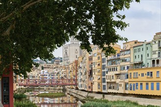 View of old town Girona, Catalonia, Spain, Europe. Summer travel, Europe