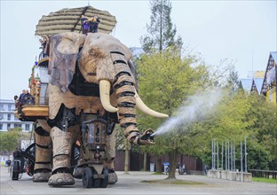 Tourist attraction The Great Elephant on the Ile de Nantes in the Loire, Nantes, Loire-Atlantique