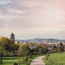 Germany, Stuttgart panorama view. Beautiful houses in autumn, Sky and nature landscape. Vineyards