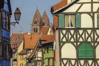 Old town of Selestat with half-timbered houses. Grand est, France, Europe