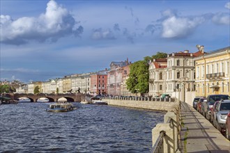 Embankment of the Fontanka River in Saint Petersburg, Russia, Europe