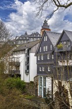 Historical houses on the Lahn river bank in Wetzlar, Germany, Europe