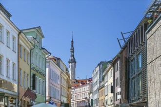 Street with historical houses in Tallinn old town, Estonia, Europe