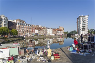 Lille, France, September 1, 2018: The traditional annual flea market in Lille (the first weekend of