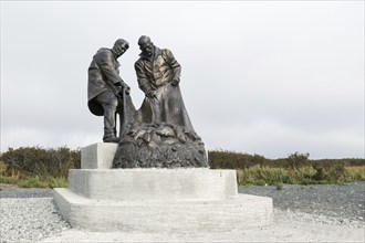 UST-KAMCHATSKY, KAMCHATKA, RUSSIA, SEP 20, 2015: View of bronze Monument to Fisherman's glory, or