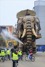 Tourist attraction The Great Elephant on the Ile de Nantes in the Loire, Nantes, Loire-Atlantique