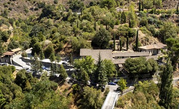 Christian monastery in the forest. Greek orthodox temple. Agios Ioannis Lampadistis Kalopanayiotis