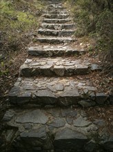 Stone stairs on a hiking path outdoor in nature