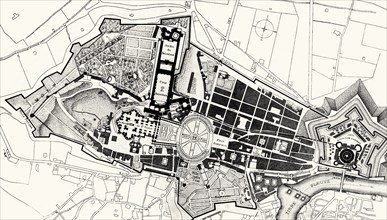 The plan of the Leonine City, Papal Rome, Italy, Europe