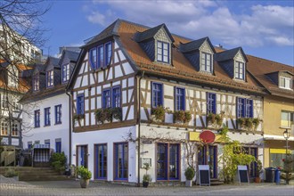 Street with half-timbered houses in Idstein old town, Germany, Europe