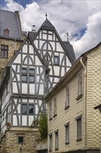 Street with half-timbered houses in Limburg old town, Germany, Europe